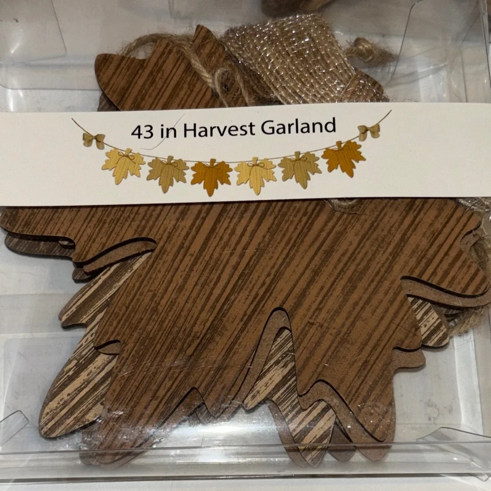 Wooden Leaf Fall Harvest Garland 3pc lot NWT
